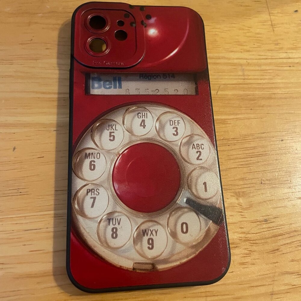 Red Rotary Dial Phone Case, Vintage Style fits 15,16,17